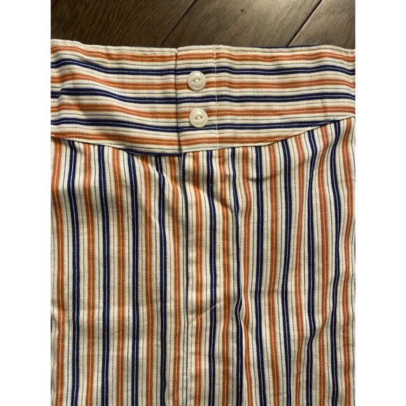 Vintage Striped Cotton Apron With Dual Button Closure & Waist Ties - Picture 2 of 4